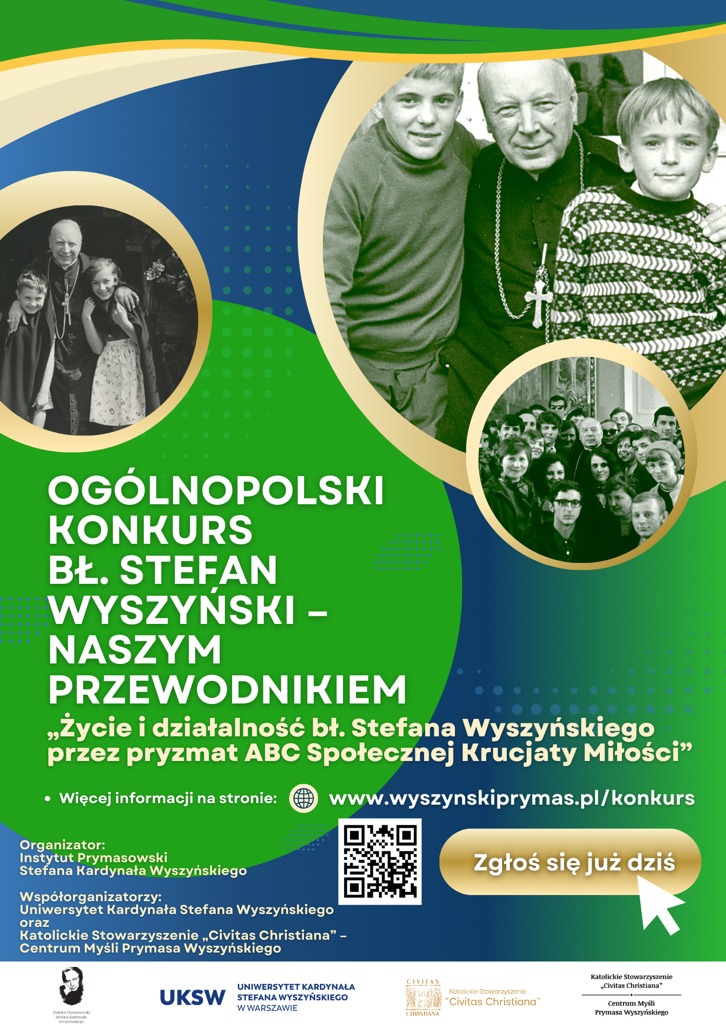 PLAKAT OGÓLNOPOLSKI KONKURS BŁ STEFAN WYSZYNSKI NASZYM PRZEWODNIKIEM